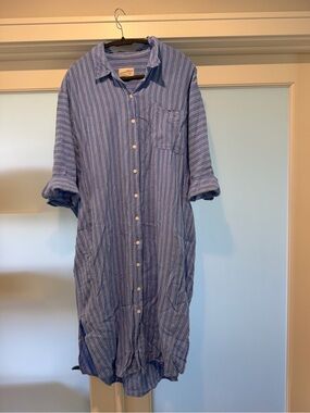 Universal Thread Blue Striped Midi Shirt Dress